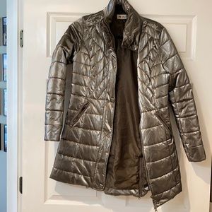 Silver puffer coat